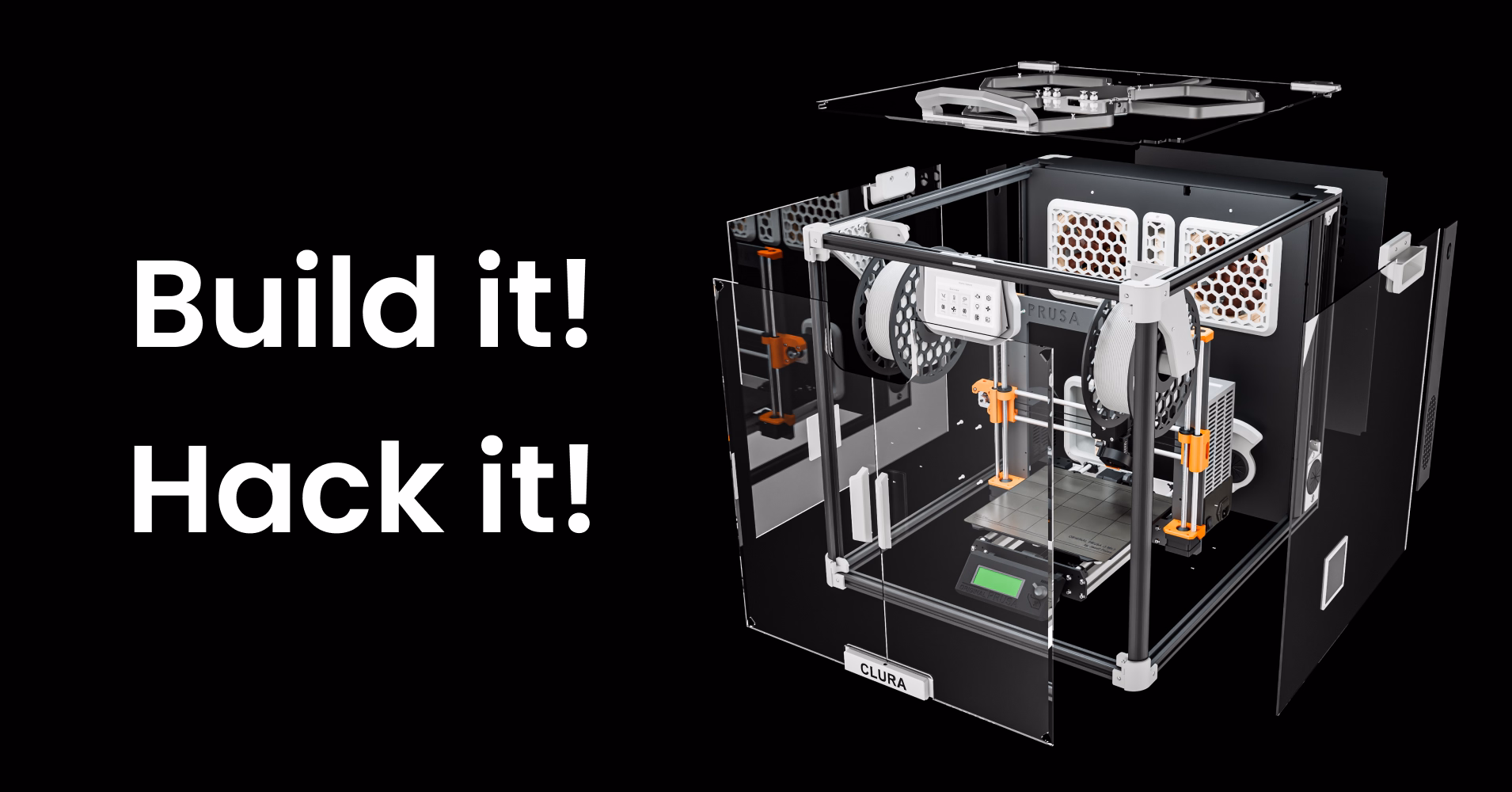 Exploded view of the Clura enclosure showing every panel and bracket